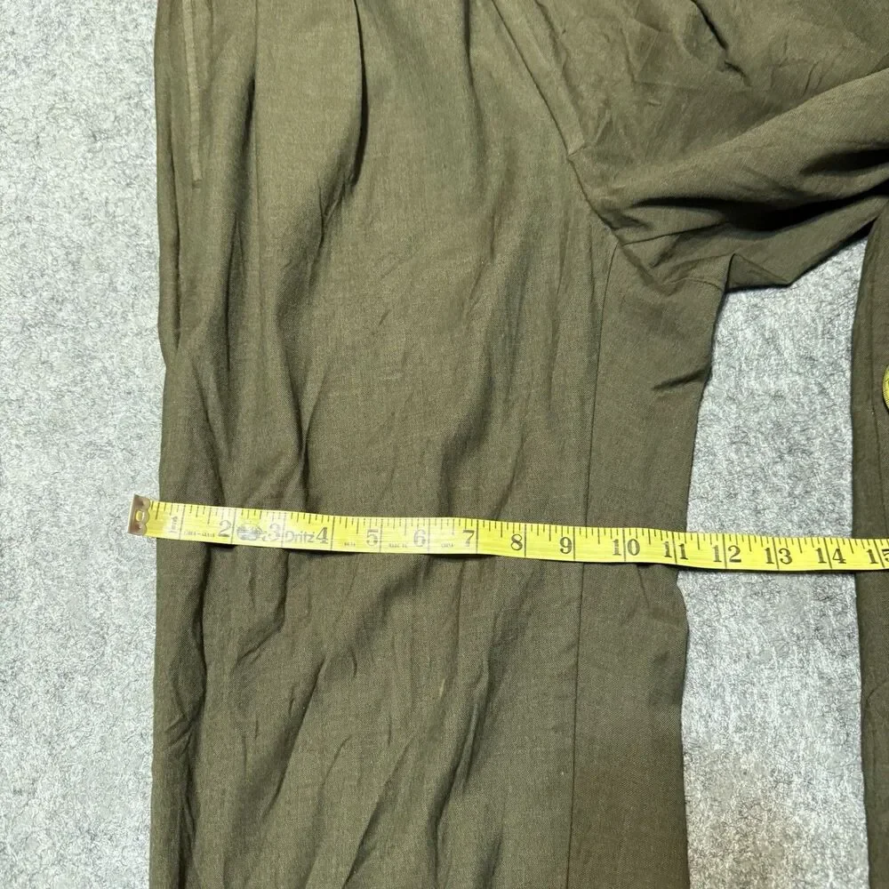 Vintage Harold Powell Mens Pleated Dress Pants Size 35 Olive Cuffed Wool Italy